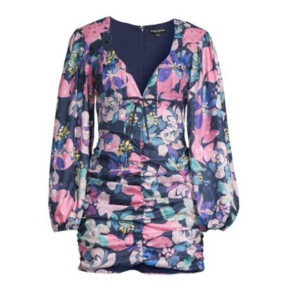 FOR LOVE & LEMONS Wyatt Long-Sleeve Printed Mini Dress NWT XS - Picture 4 of 4